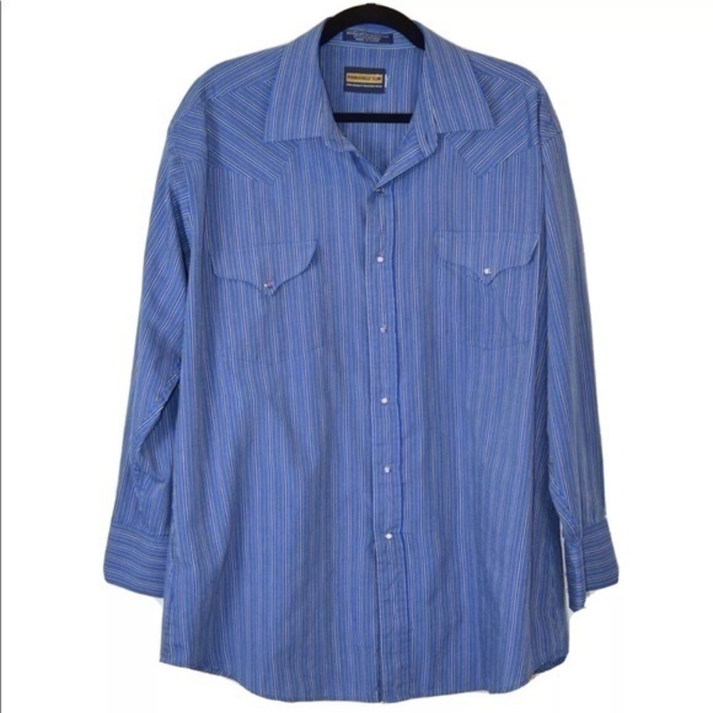 Panhandle‎ Slim Pearl Snap Western Striped Shirt, XXL?